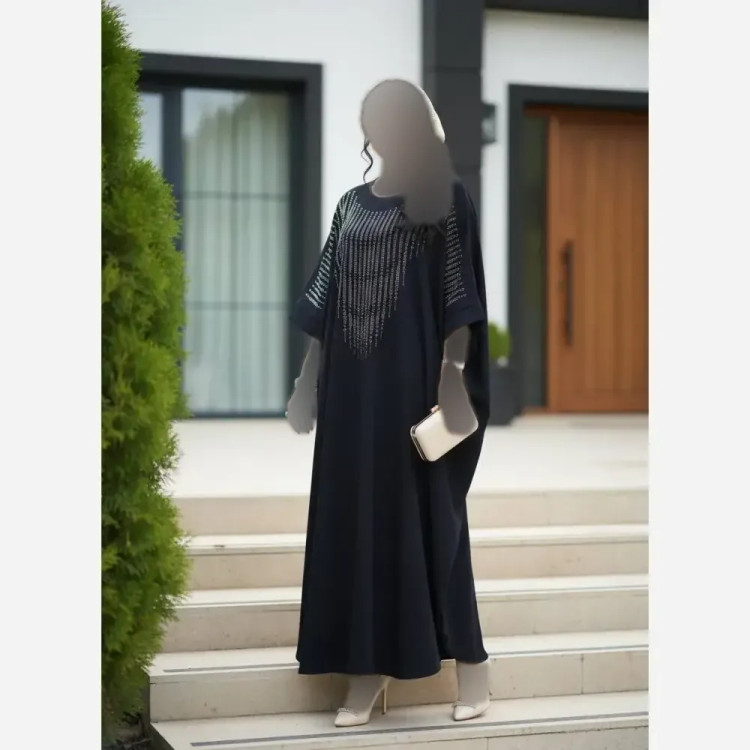 عبا مجلسی مدل خورشید نگینکوب جنس کرپ ندا فریسایز