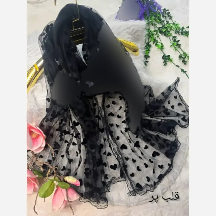 شال مجلسی تور حاشیه دانتل طرح مخمل سایز 65 در 170 سانتیمتر