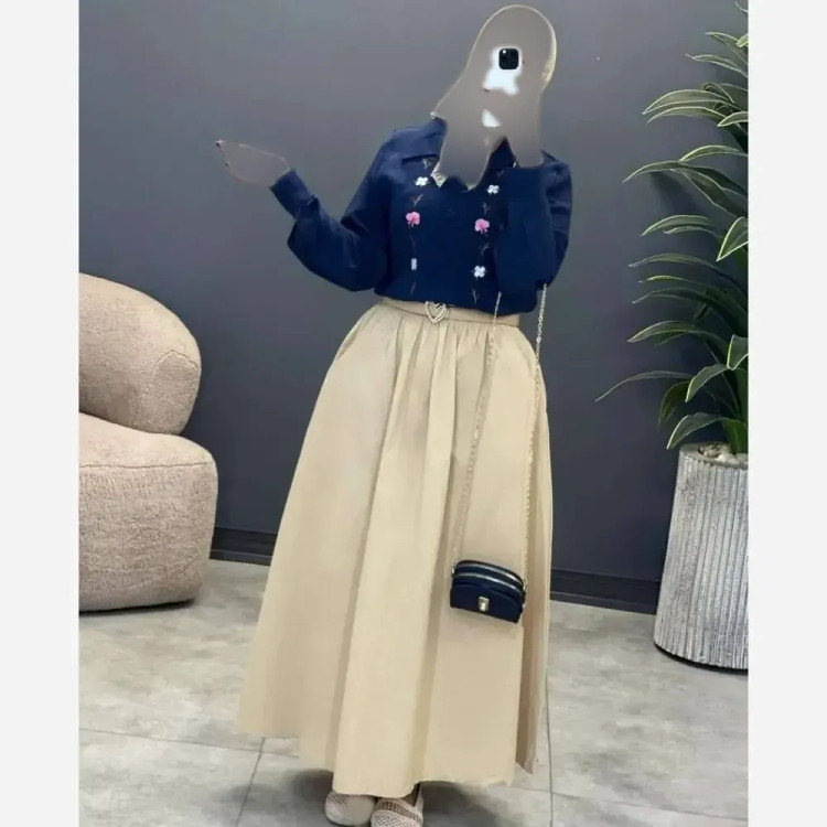 شومیز مانتویی گلدوزی شده زنانه جنس شانتون در رنگبندی متنوع