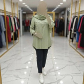 شومیز مانتویی زنانه مدل مهنا جنس شانتون دیپلمات جیب دار