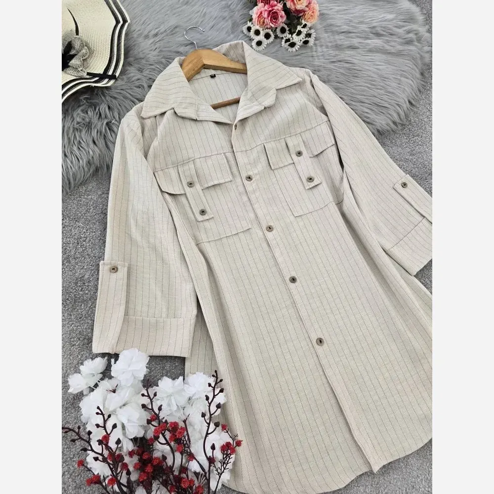 شومیز مانتویی زنانه مدل مهنا جنس شانتون دیپلمات جیب دار