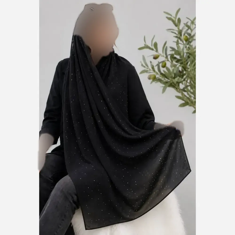 شال مجلسی درختی فول نگین طرح ستاره قطبی ابعاد 60 در 180 سانتیمتر
