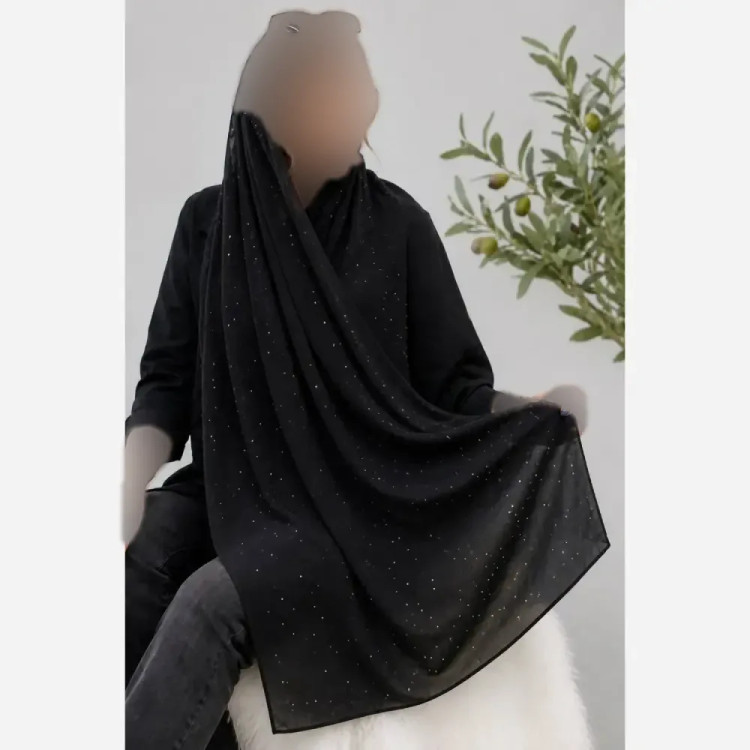 شال مجلسی درختی فول نگین طرح ستاره قطبی ابعاد 60 در 180 سانتیمتر