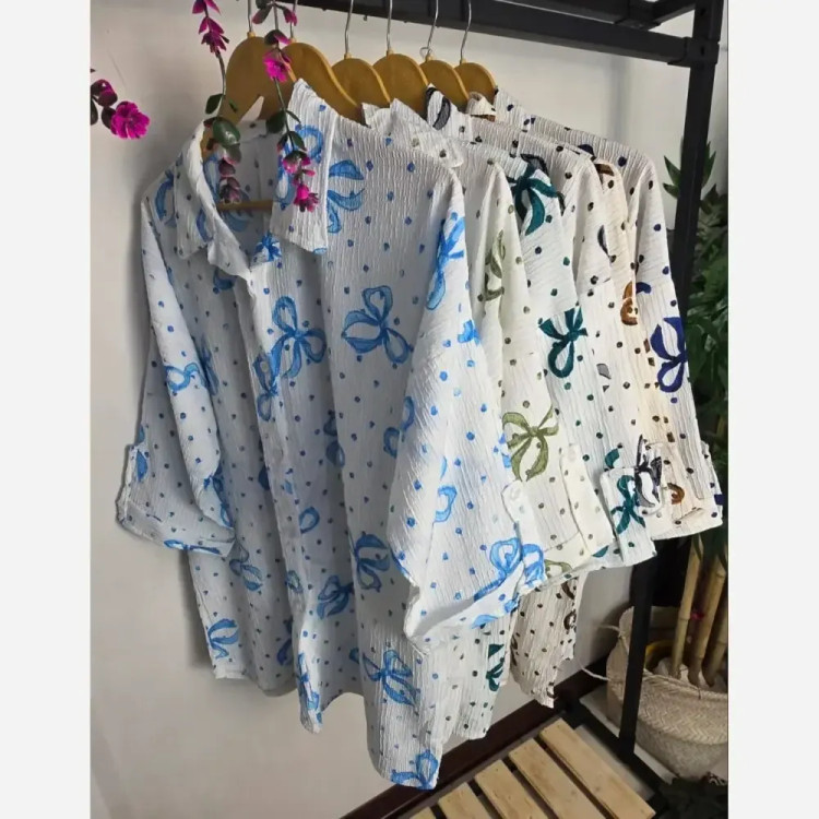 شومیز زنانه مدل یاس جنس گریشه ینزی آستین پاگن دار فری سایز 36 تا 46