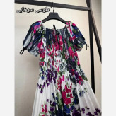 پیراهن ساحلی زنانه آستین بلند نخی وارداتی مدل بهارین فری سایز