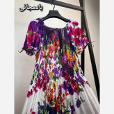 پیراهن ساحلی زنانه آستین بلند نخی وارداتی مدل بهارین فری سایز