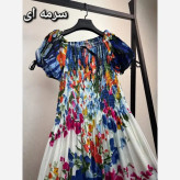 پیراهن ساحلی زنانه آستین بلند نخی وارداتی مدل بهارین فری سایز