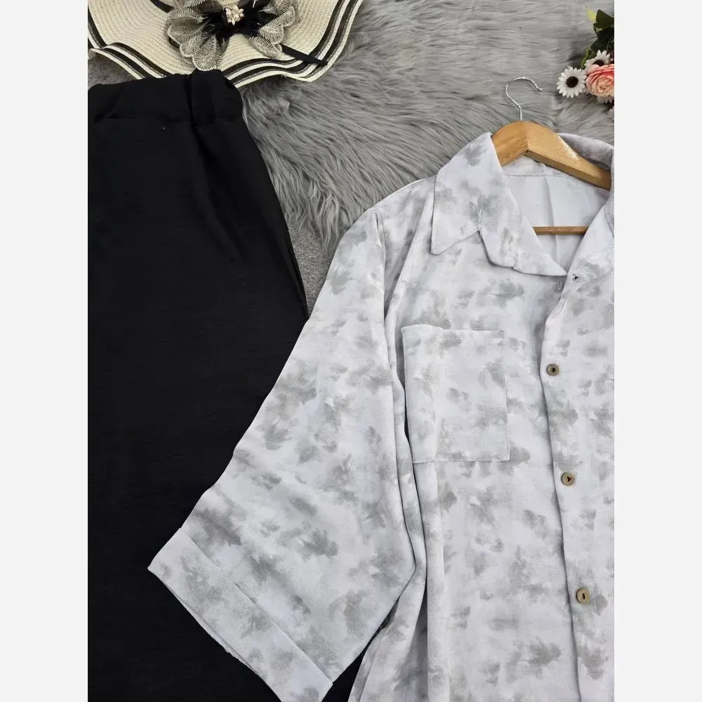 ست مانتو شلوار زنانه جنس شانتون فری سایز مدل گازوئیلی