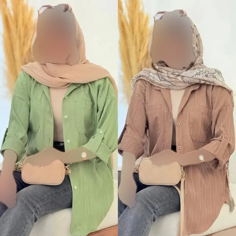 شومیز مانتویی کراش پاگن دار زنانه خنک و تابستانه