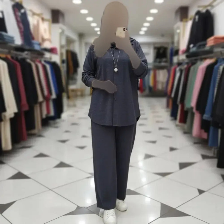 ست مانتو شلوار زنانه جنس مراکشی طرح بسکوییتی فری سایز مناسب سایز 38 تا 50