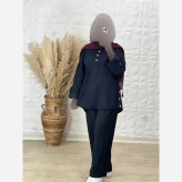 ست شومیز و شلوار زنانه بغل دکمه جنس سوپر آیوا فری سایز