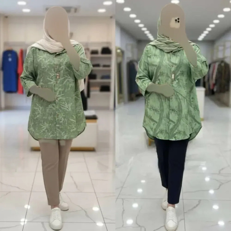 شومیز مانتویی زنانه مدل پرنیا جنس شانتون خنک و باکیفیت