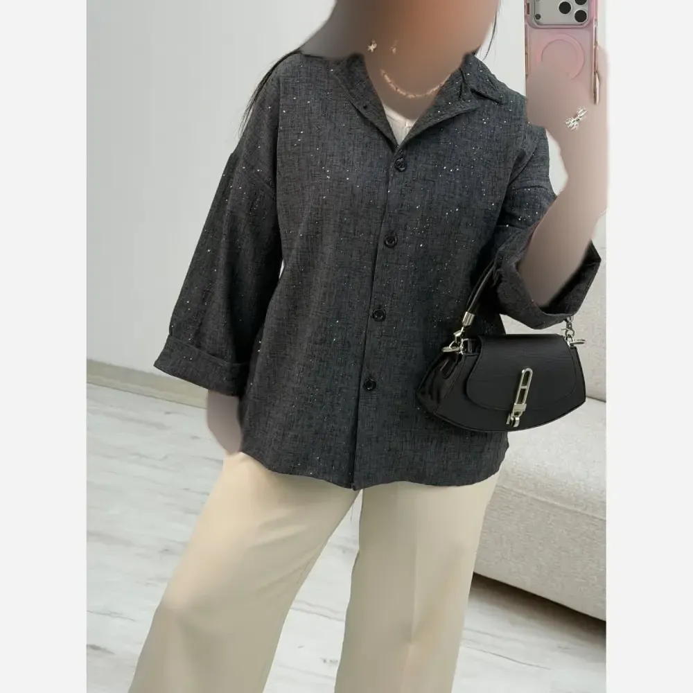 شومیز مانتویی زنانه مدل غزل جنس شانتون شاین فری سایز 38 تا 48