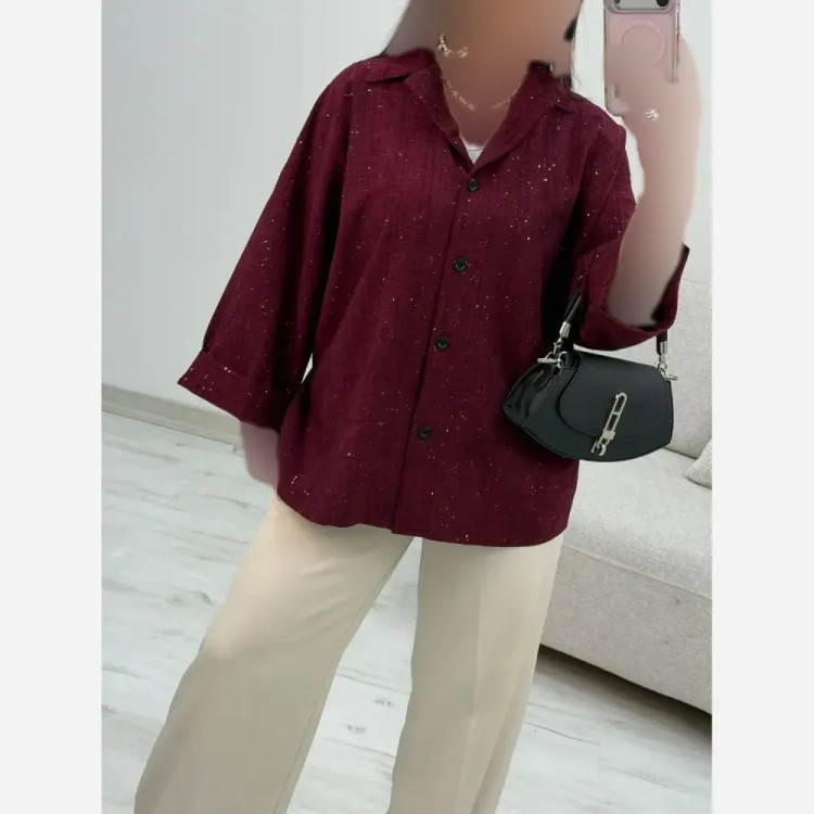 شومیز مانتویی زنانه مدل غزل جنس شانتون شاین فری سایز 38 تا 48