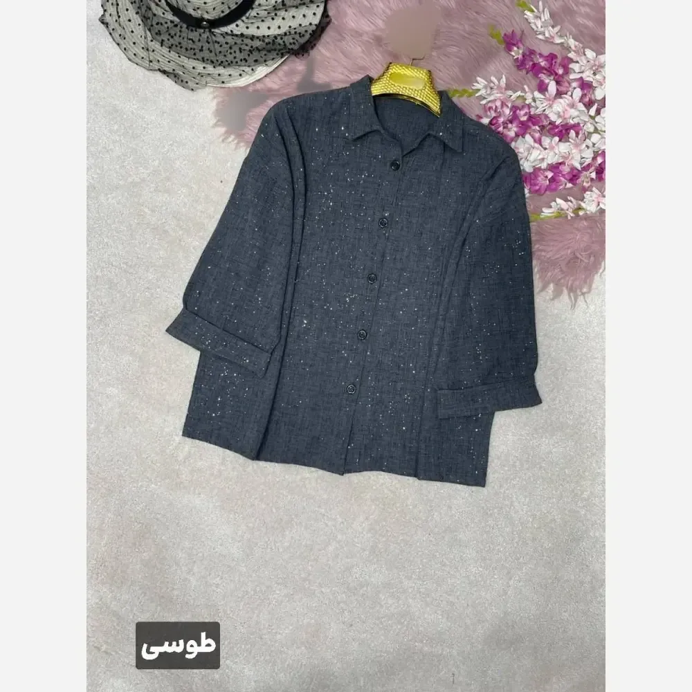 شومیز مانتویی زنانه مدل غزل جنس شانتون شاین فری سایز 38 تا 48