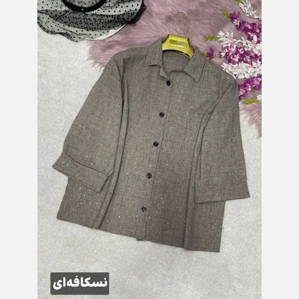 شومیز مانتویی زنانه مدل غزل جنس شانتون شاین فری سایز 38 تا 48
