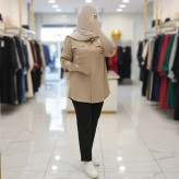 شومیز مانتویی زنانه مدل هلیا جنس شانتون آستین پاگن دار