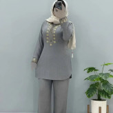 ست تونیک و شلوار زنانه مدل شرمین جنس شانتون گلدوزی شده فری سایز