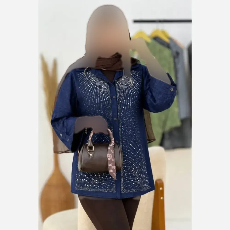 شومیز زنانه مدل سولماز جنس شانتون صوفیا سایز بزرگ فری سایز 38 تا 48