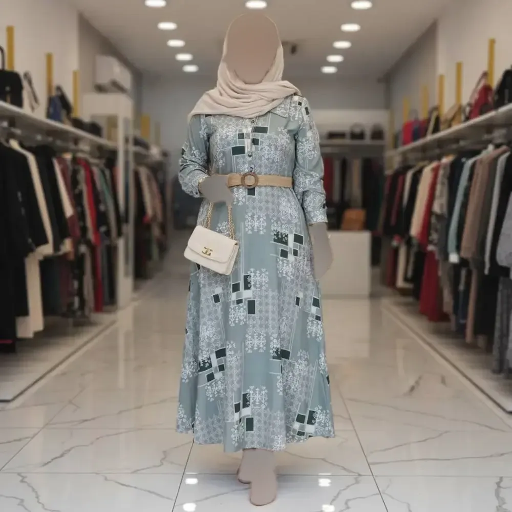 کفتان زنانه طرحدار نیوشا جنس سوفیا ژاکارد فری سایز با کمربند کنفی