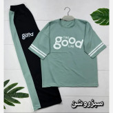 ست تیشرت و شلوار زنانه مدل good جنس پنبه گلکسی فری سایز 38 تا 46