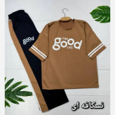 ست تیشرت و شلوار زنانه مدل good جنس پنبه گلکسی فری سایز 38 تا 46