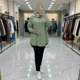شومیز مانتویی نگیندار زنانه جنس شانتون در 5 رنگ متنوع