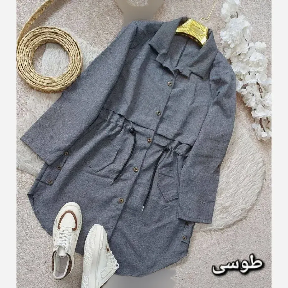 مانتو زنانه مدل کلارا جنس مکانیک پرشین کمر گت سایز فری 38 تا 46