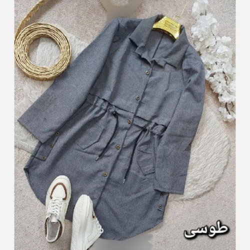 مانتو زنانه مدل کلارا جنس مکانیک پرشین کمر گت سایز فری 38 تا 46