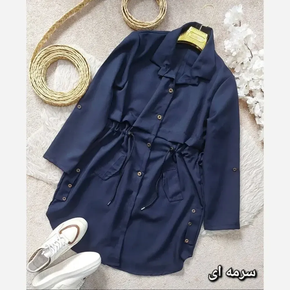 مانتو زنانه مدل کلارا جنس مکانیک پرشین کمر گت سایز فری 38 تا 46