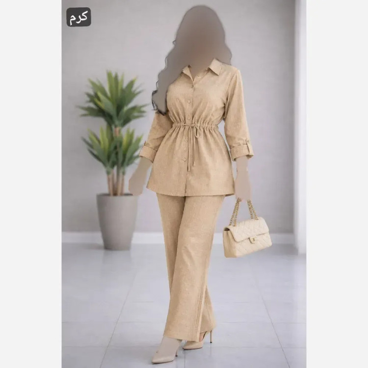 ست مانتو شلوار زنانه مدل ماژول جنس ابروبادی صوفیا فری سایز 36 تا 48