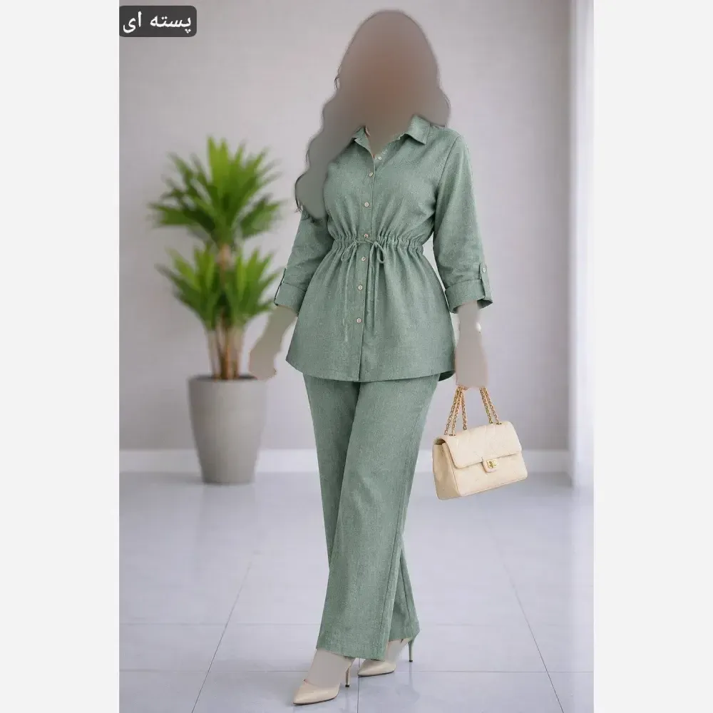 ست مانتو شلوار زنانه مدل ماژول جنس ابروبادی صوفیا فری سایز 36 تا 48