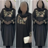 عبای زنانه مدل آریادخت جنس الیزه با خرجکار سوزن دوزی رنگ مشکی سایز فری 38 تا 52