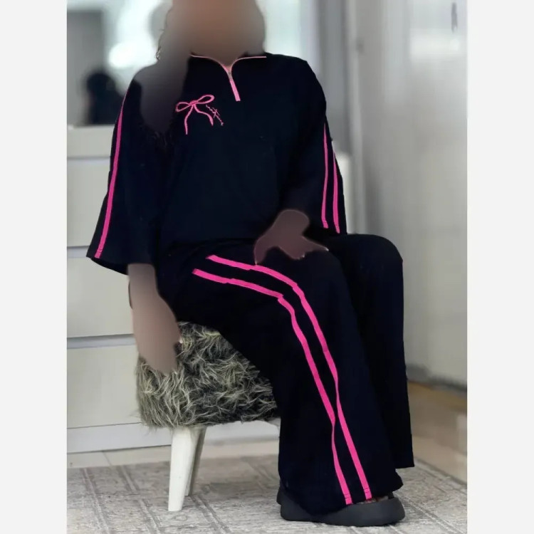 ست تیشرت و شلوار زنانه مدل ژاله جنس پنبه گلکسی فری سایز 38 تا 46