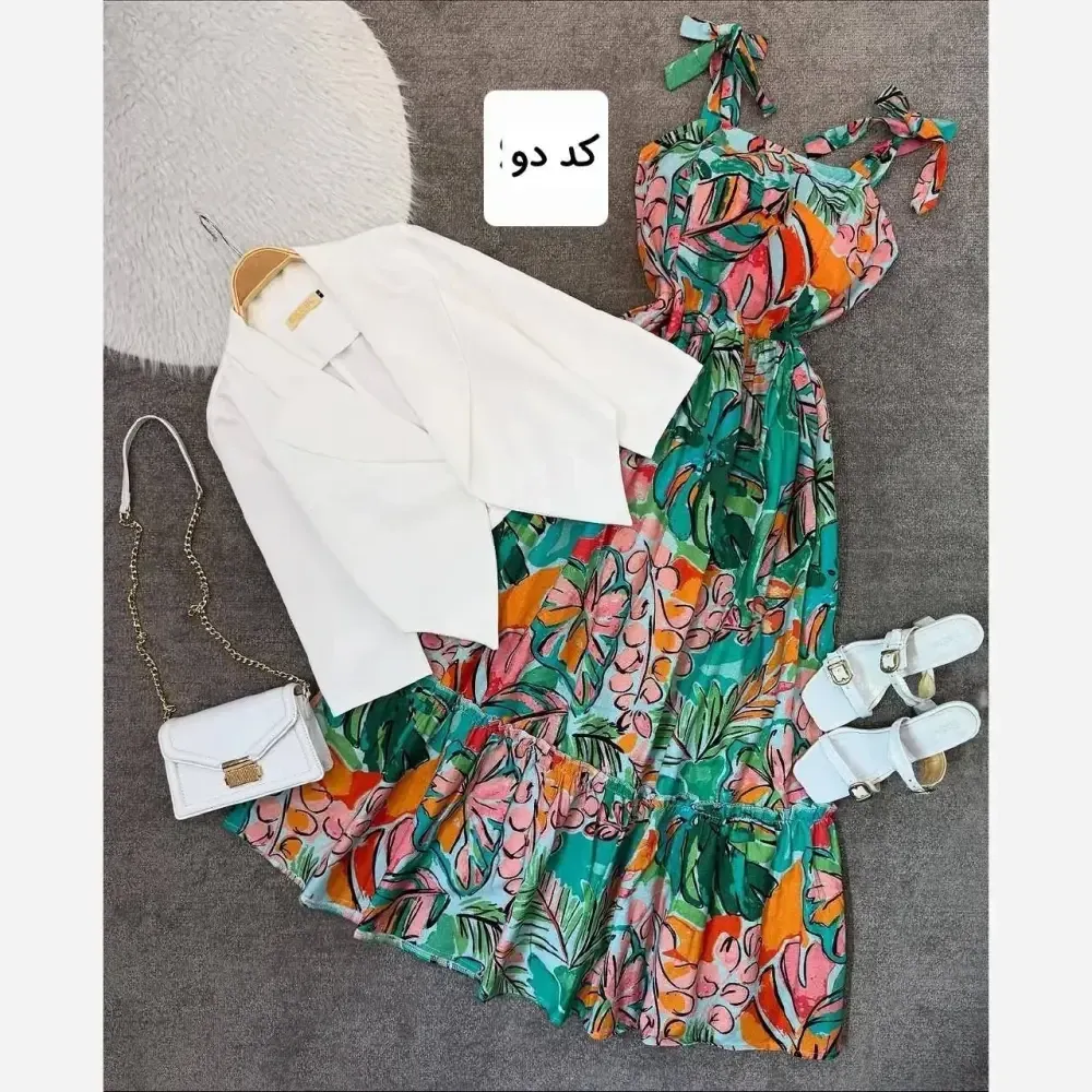 ست کت و سارافون زنانه مدل گلشیفته جنس بابوس و بوگاتی سایز فری تا 48
