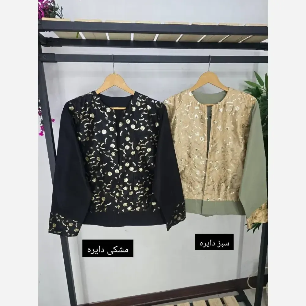 مانتو زنانه مدل نگارین جنس کتان با خرجکار جواهردوزی در رنگبندی متنوع سایز یک و دو
