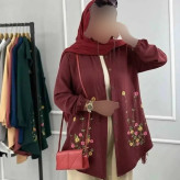 شومیز مانتویی زنانه مدل ساناز جنس شانتون گلدوزی شده