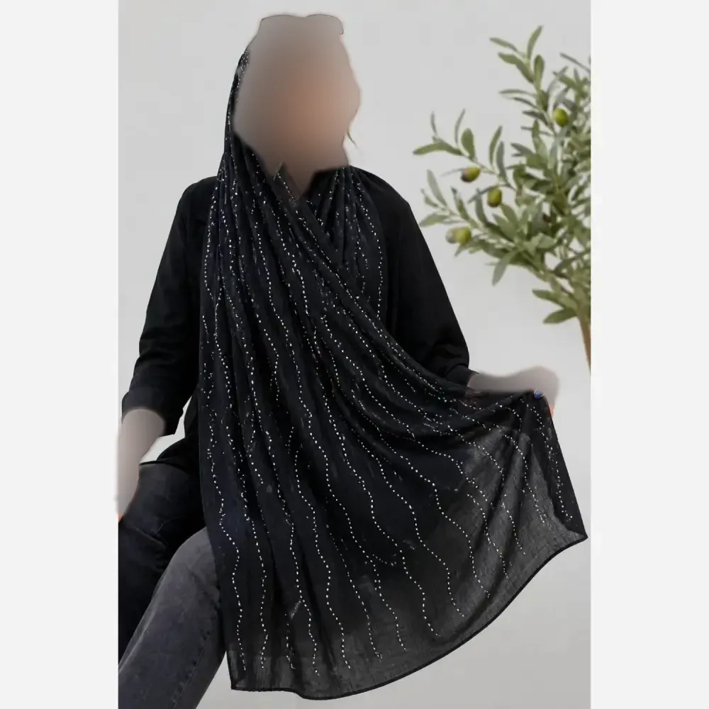 شال زنانه کریشه درختی نگین دار مجلسی قواره 60 در 180 سانتیمتر
