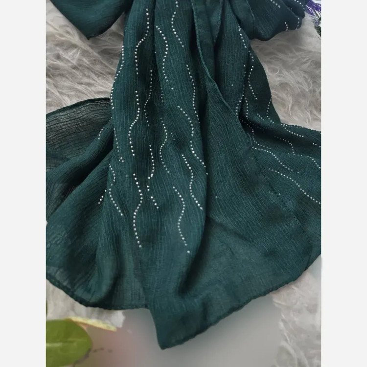 شال زنانه کریشه درختی نگین دار مجلسی قواره 60 در 180 سانتیمتر