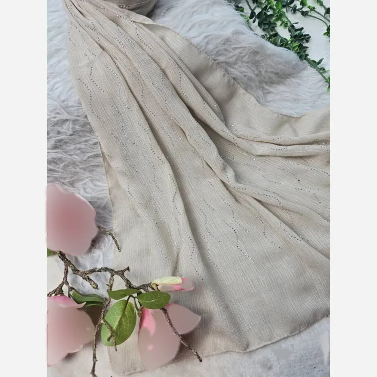 شال زنانه کریشه درختی نگین دار مجلسی قواره 60 در 180 سانتیمتر