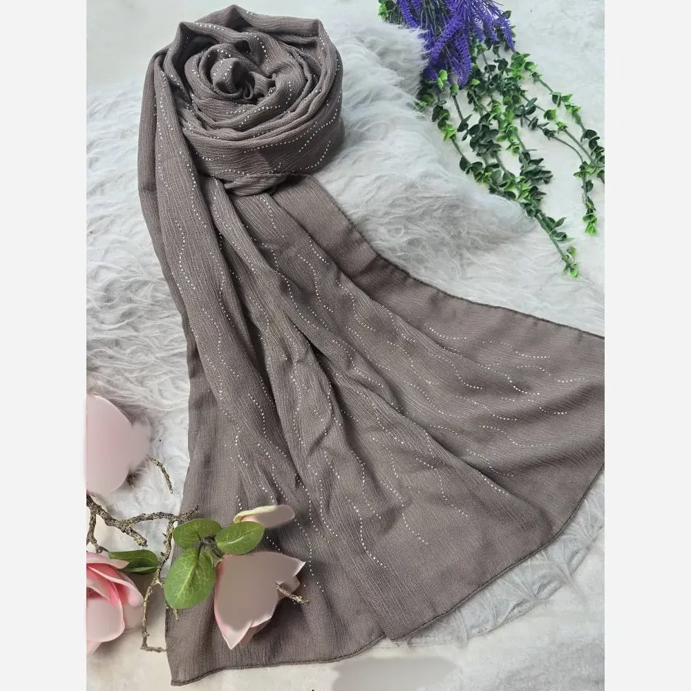 شال زنانه کریشه درختی نگین دار مجلسی قواره 60 در 180 سانتیمتر