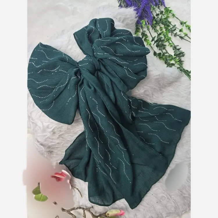 شال زنانه کریشه درختی نگین دار مجلسی قواره 60 در 180 سانتیمتر