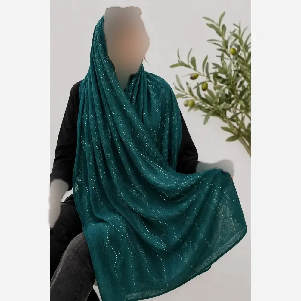 شال زنانه کریشه درختی نگین دار مجلسی قواره 60 در 180 سانتیمتر