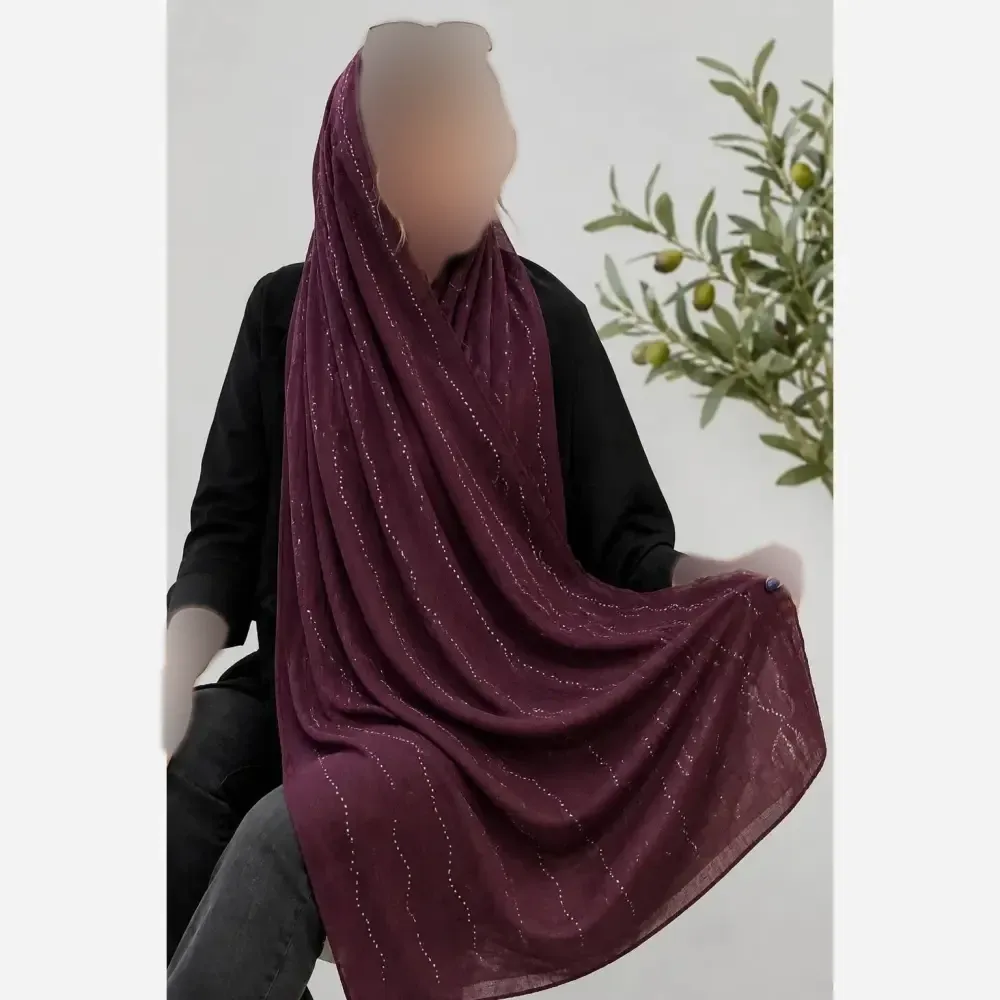 شال زنانه کریشه درختی نگین دار مجلسی قواره 60 در 180 سانتیمتر