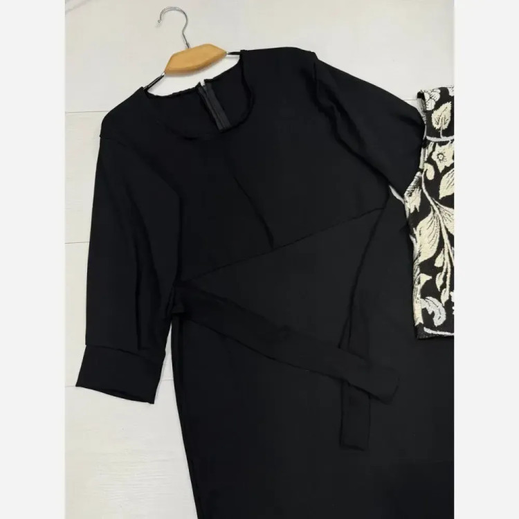 سارافن کریشه زنانه مدل نیوشا با جلیقه سوزن دوزی رنگ مشکی سایز فری 38 تا 46