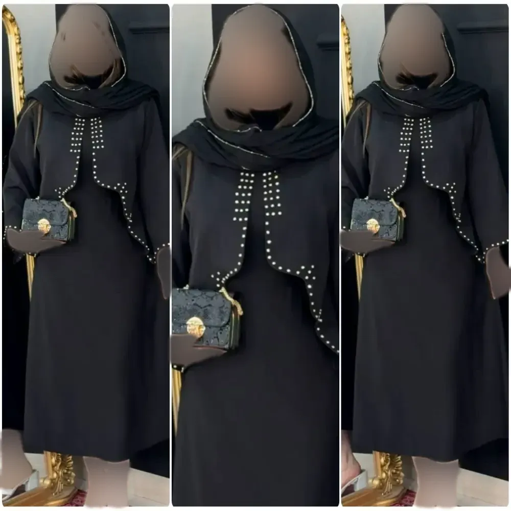 ست کت و سارافن زنانه مدل راحله جنس کرپ رنگ مشکی سایز فری 38 تا 46