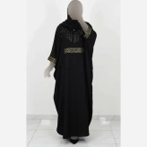 عبا مجلسی زنانه مدل ریسه پولکدوزی شده جنس الیزه مشکی فری سایز 38 تا 54