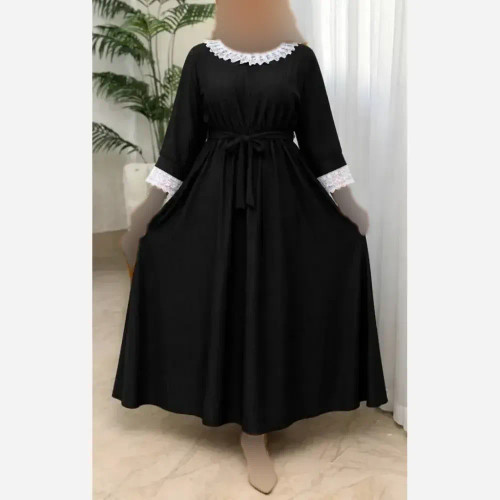 پیراهن زنانه مدل راپانزل جنس شانتون رنگ مشکی سایز فری 36 تا 46