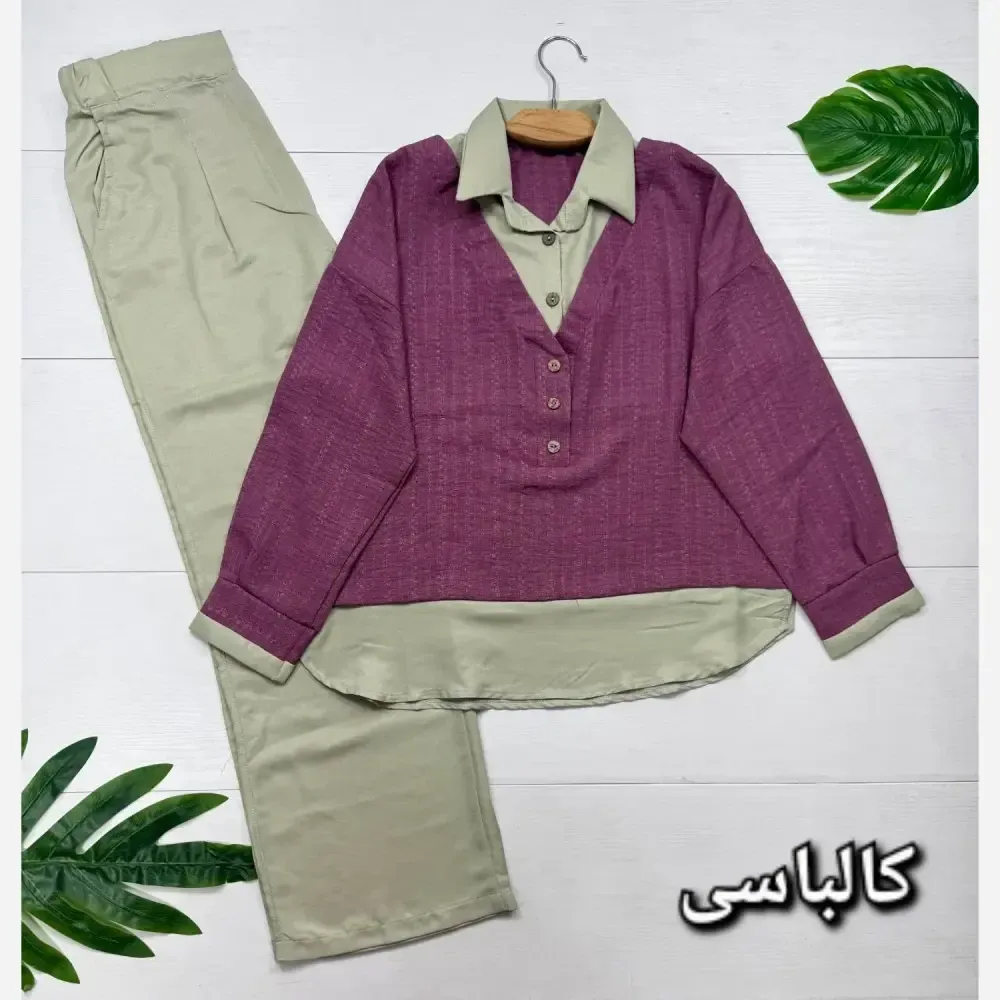 ست شومیز و شلوار زنانه مدل ملکه جنس شانتون فری سایز 38 تا 46