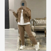 ست سه تیکه زنانه مدل ساروین جنس بنگال کش و داکرون سایز فری 38 تا 46